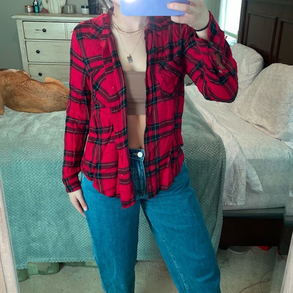Lucky Brand Red Plaid Button Down Shirt - Picture 3 of 8